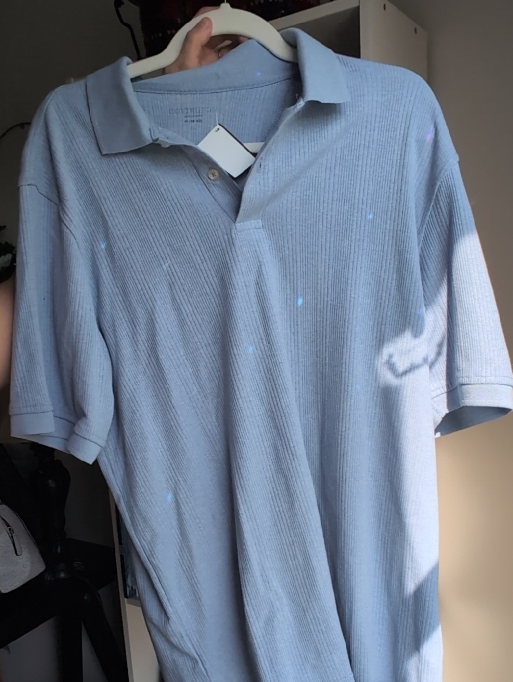 Men's Light Blue Ribbed Polo Shirt